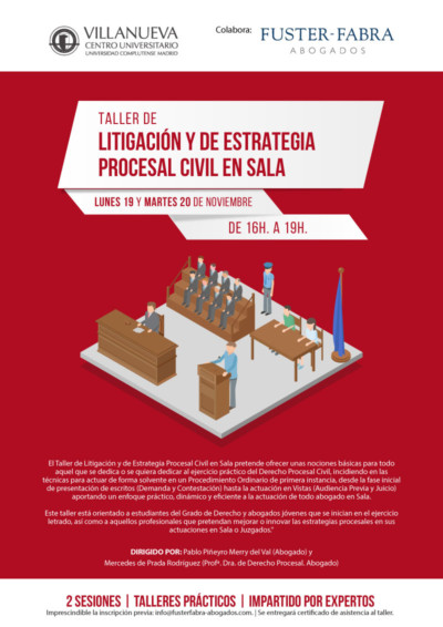 Taller de Litigaci&oacute;n y de Estrategia Procesal Civil en Sala